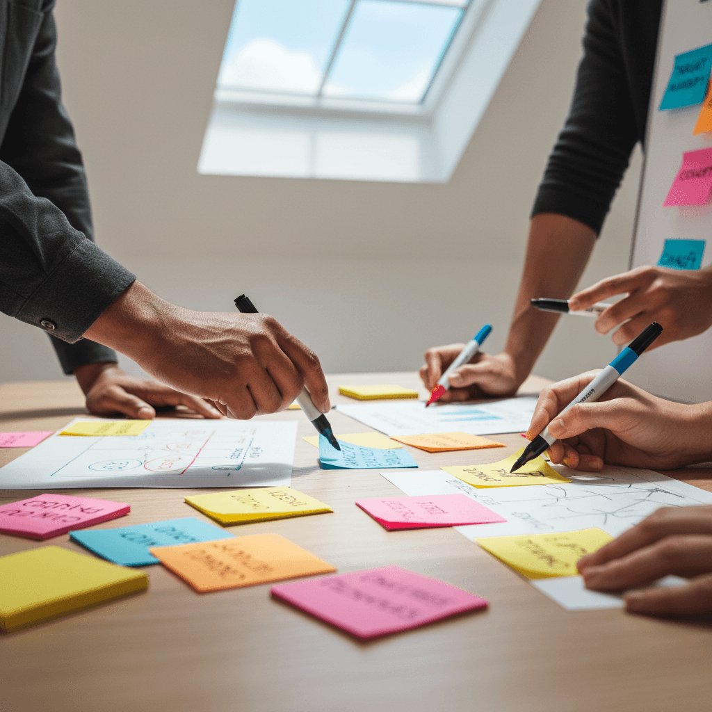 Creative team planning social media campaign strategy